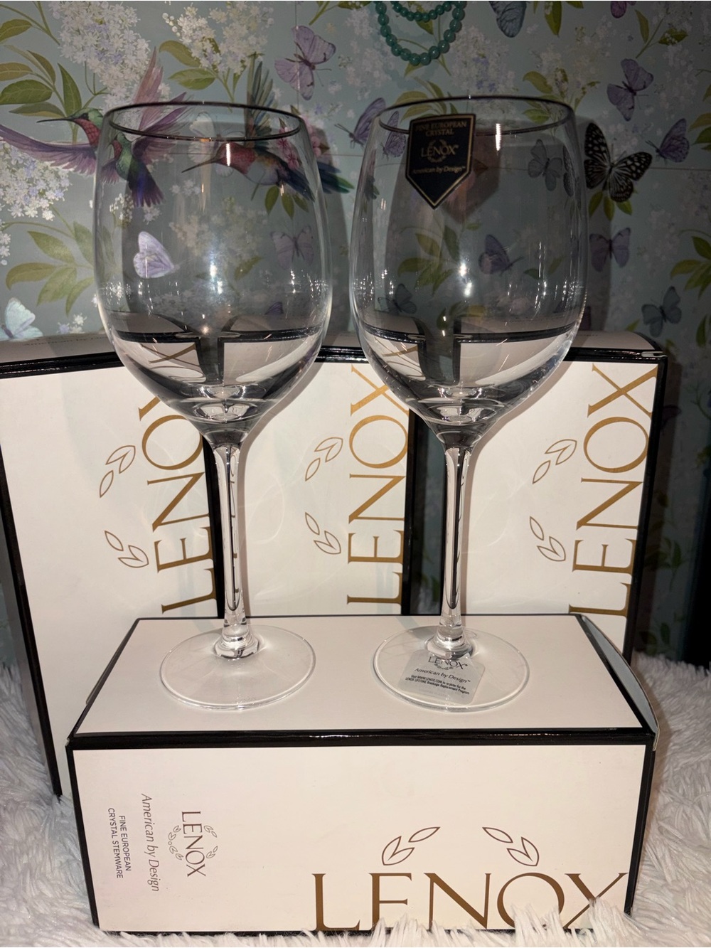 Lenox Clear Crystal Wine Glasses — Pair